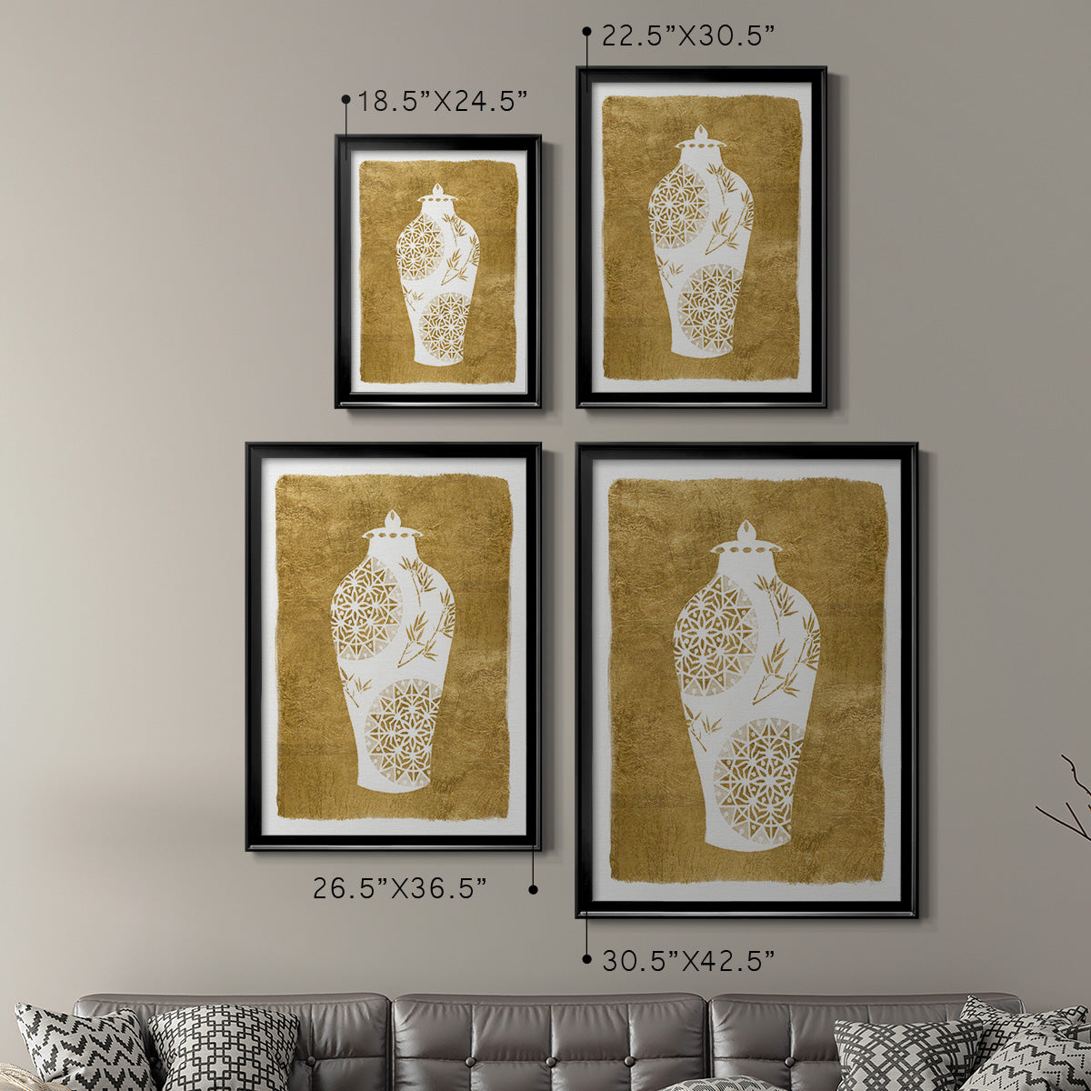 Golden Urn II - Modern Framed Canvas Print