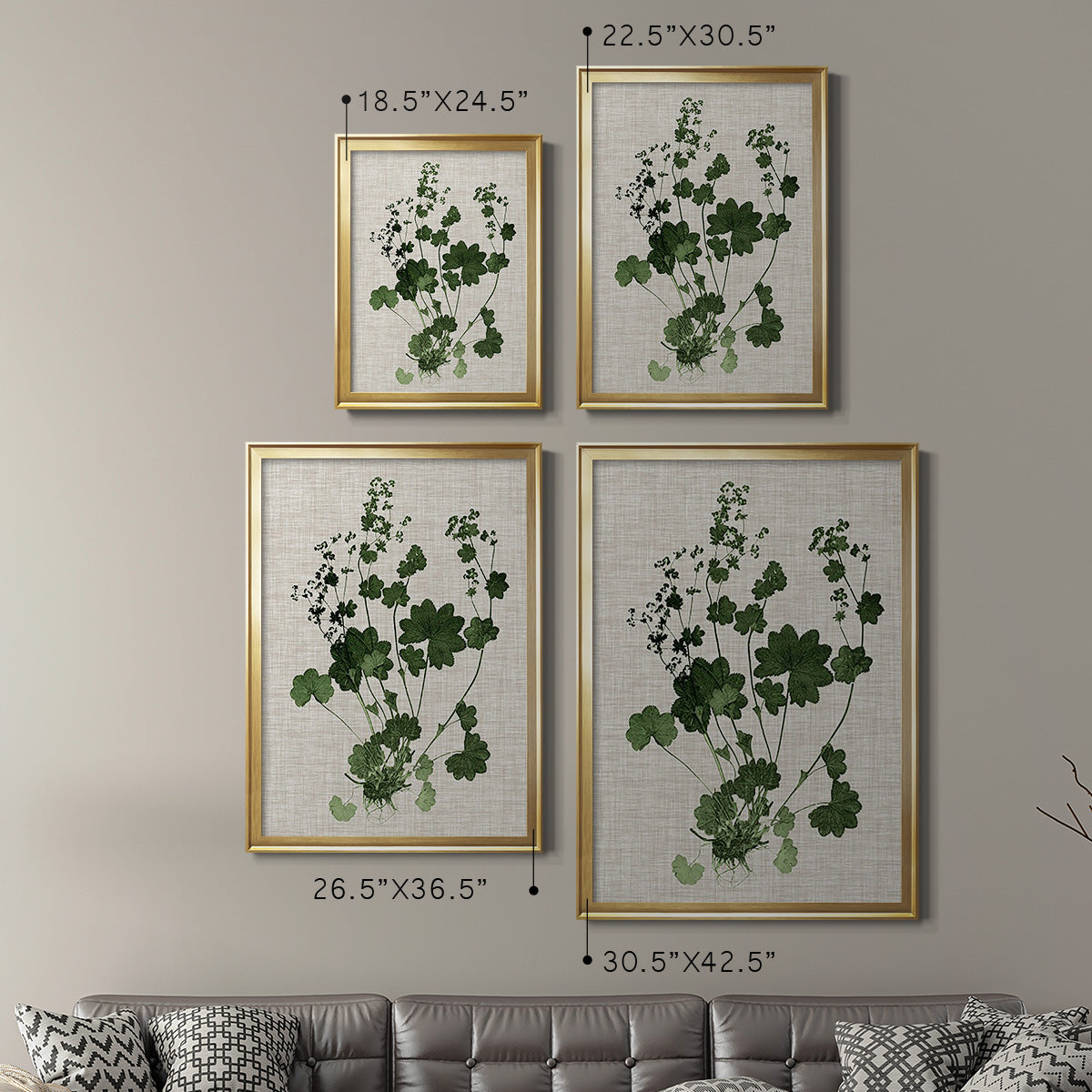 Forest Foliage on Linen III - Modern Framed Canvas Print