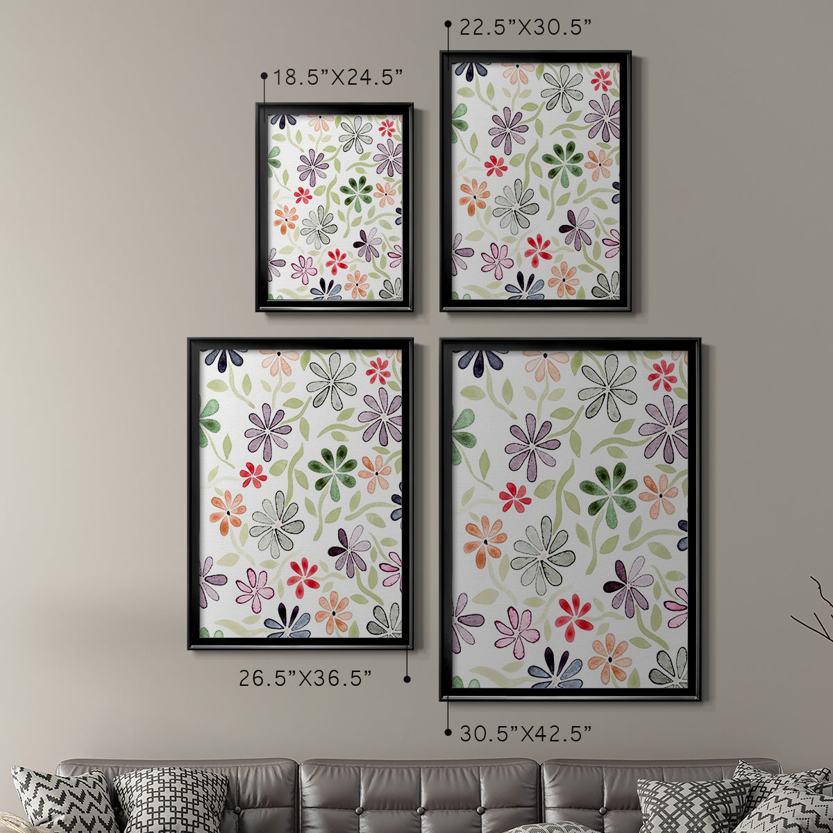 Faded Flowers II - Modern Framed Canvas Print