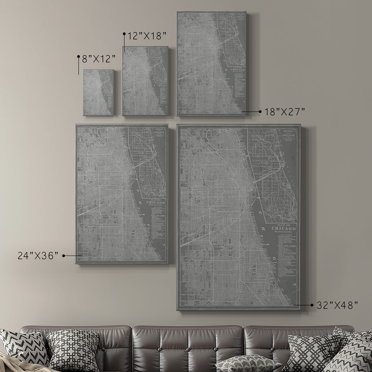 City Map of Chicago Premium Gallery Wrapped Canvas - Ready to Hang