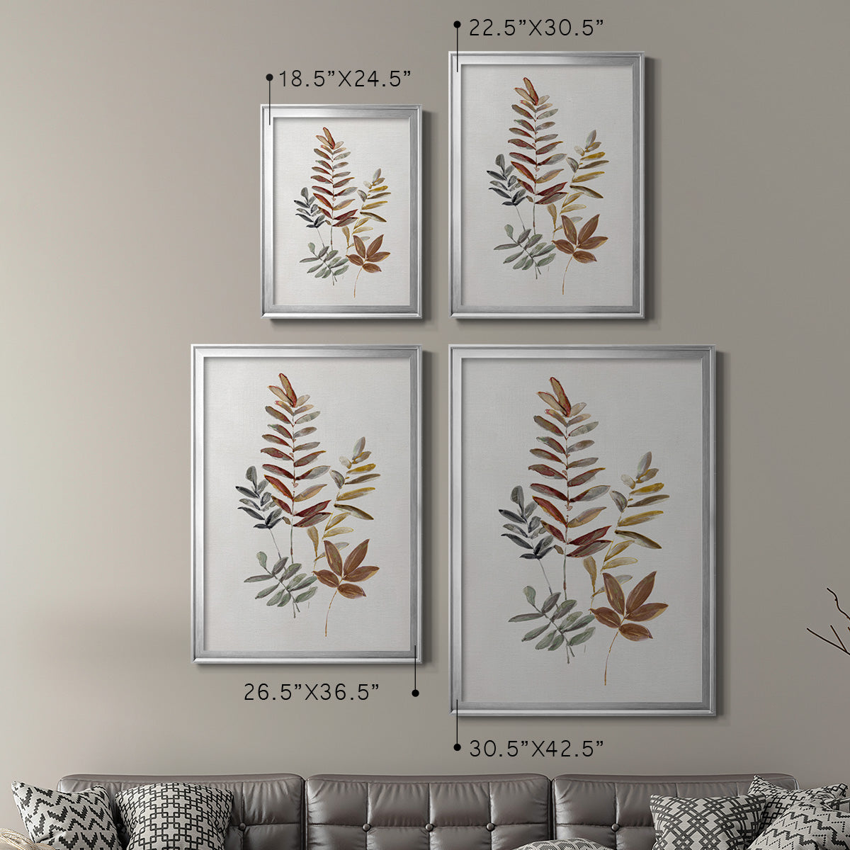 Autumn Leaves I - Modern Framed Canvas Print