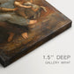 Close-up of a gallery-wrapped canvas corner showing a calm image with balanced structure and light, highlighting texture and print detail.