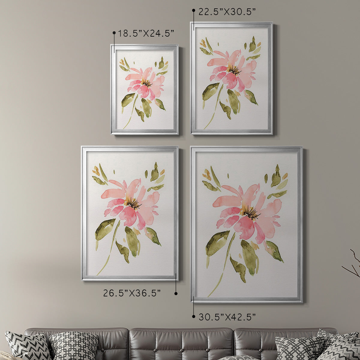 One Pink Bloom I - Modern Framed Canvas Print