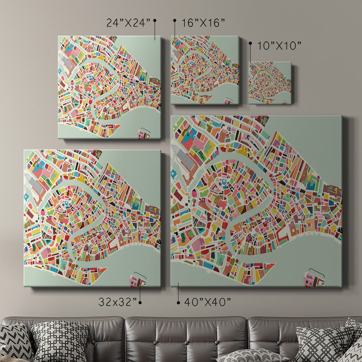 Modern Venice Map - Canvas Art Print