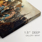Canvas art print of a biblical scene with David holding Goliath's head, highlighting texture and gallery-wrapped edges