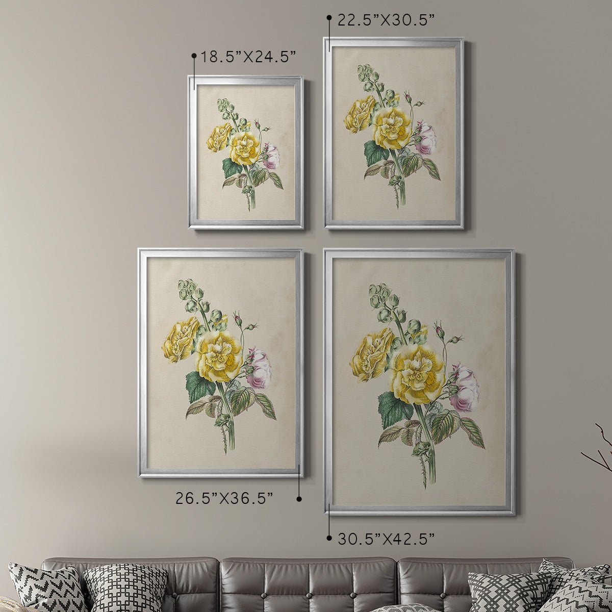 Antique Garden Bouquet II - Modern Framed Canvas Print