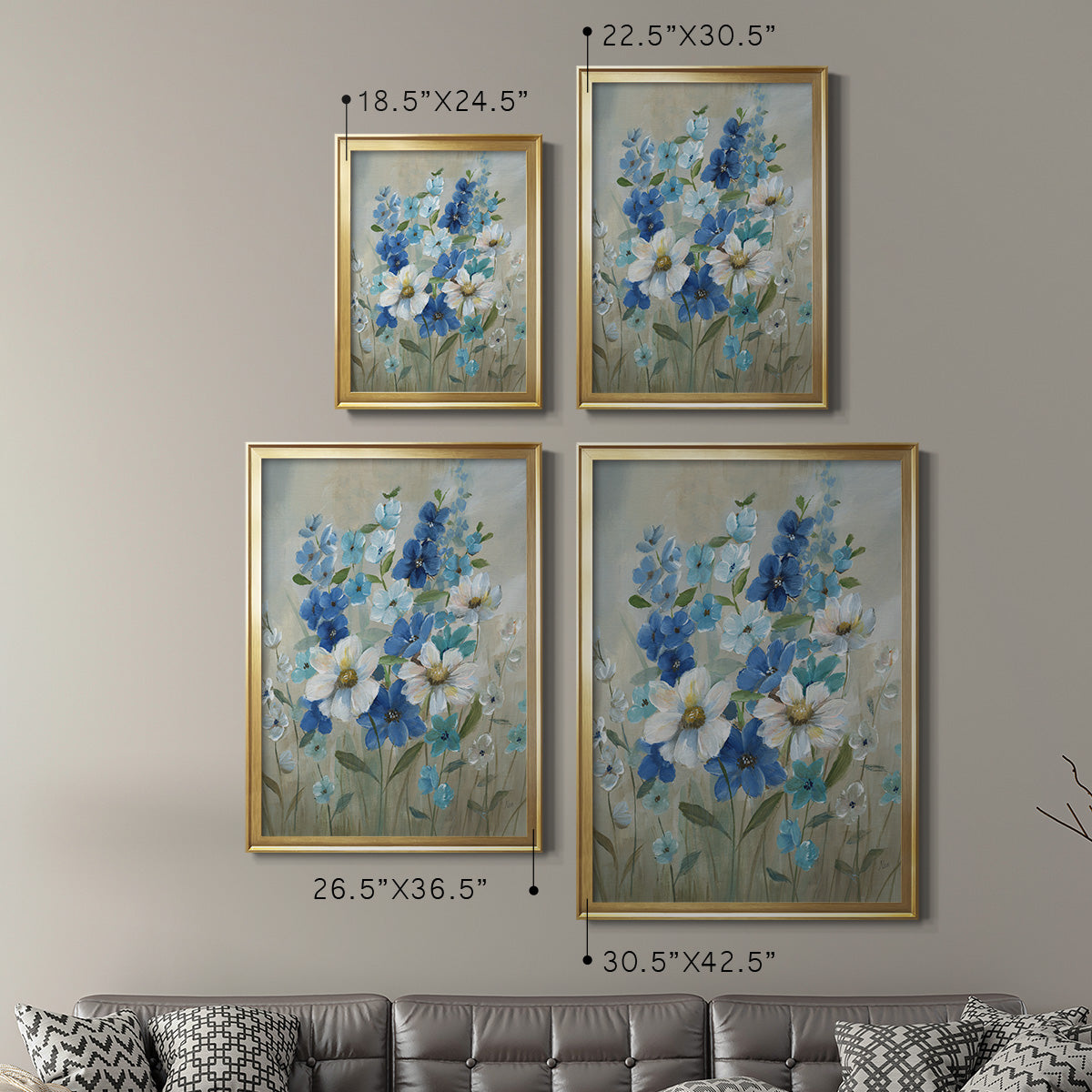 Blue Garden II - Modern Framed Canvas Print