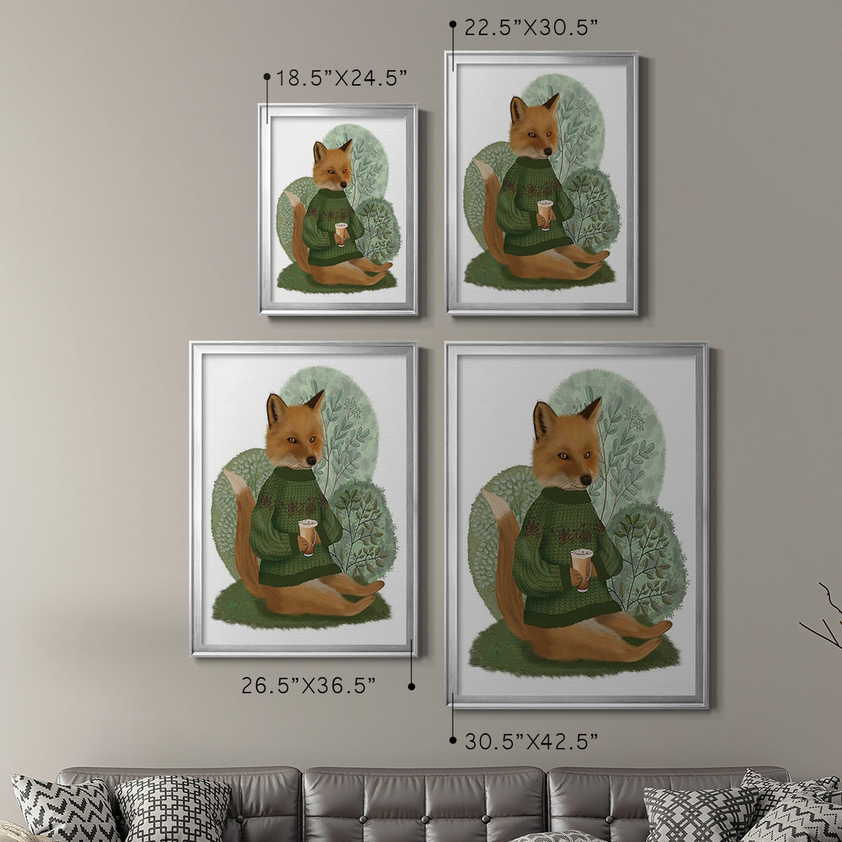 Latte Fox in Sweater - Modern Framed Canvas Print