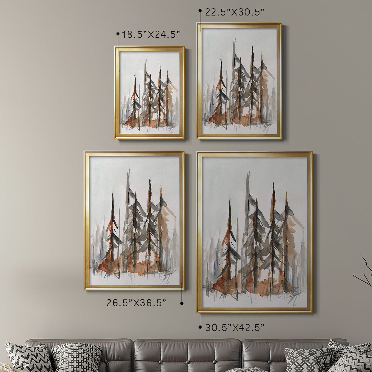 Rustic Evergreens I - Modern Framed Canvas Print