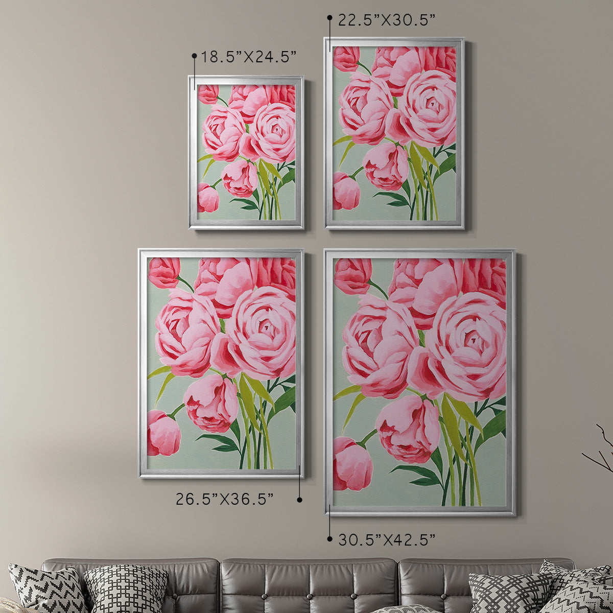 This Year's Peonies I - Modern Framed Canvas Print