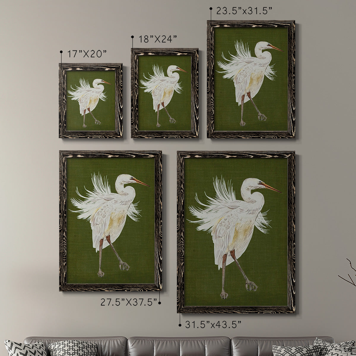 Heron Plumage I - Premium Framed Canvas 2 Piece Set - Ready to Hang