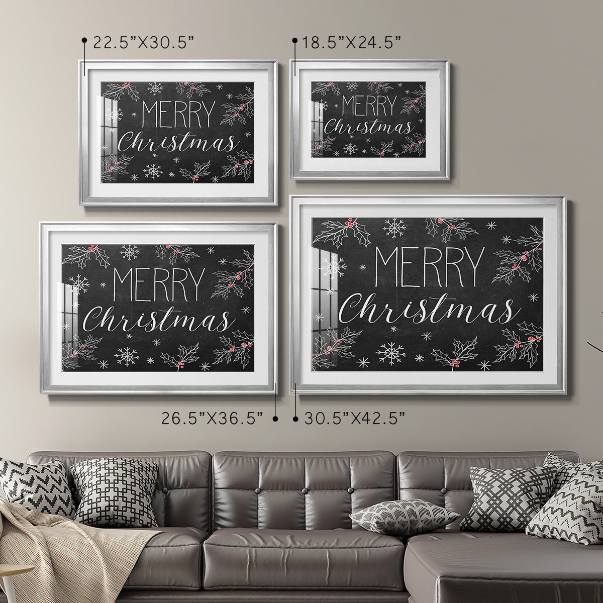 Merry Christmas Chalkboard Premium Framed Print - Ready to Hang