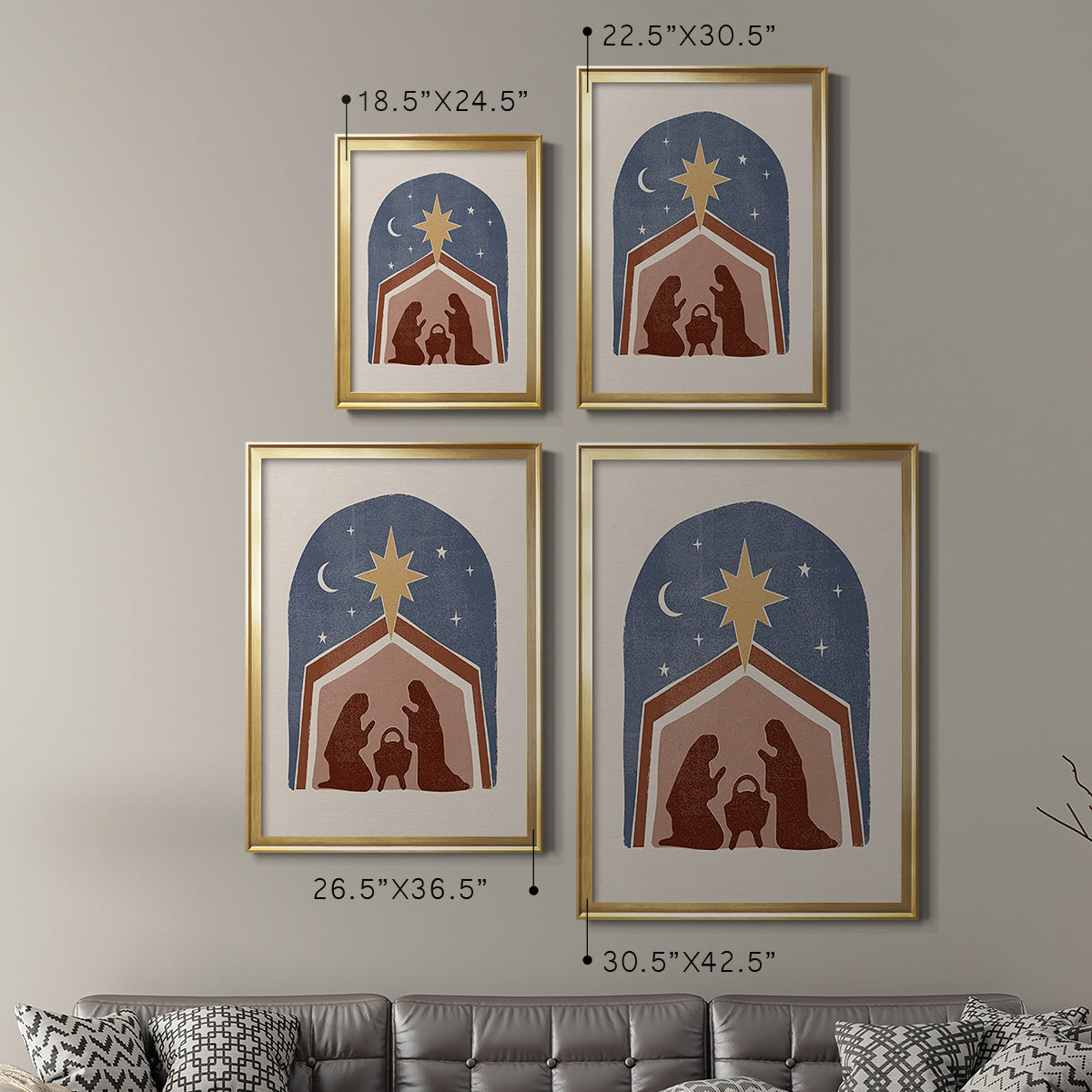 Boho Nativity I - Modern Framed Canvas Print