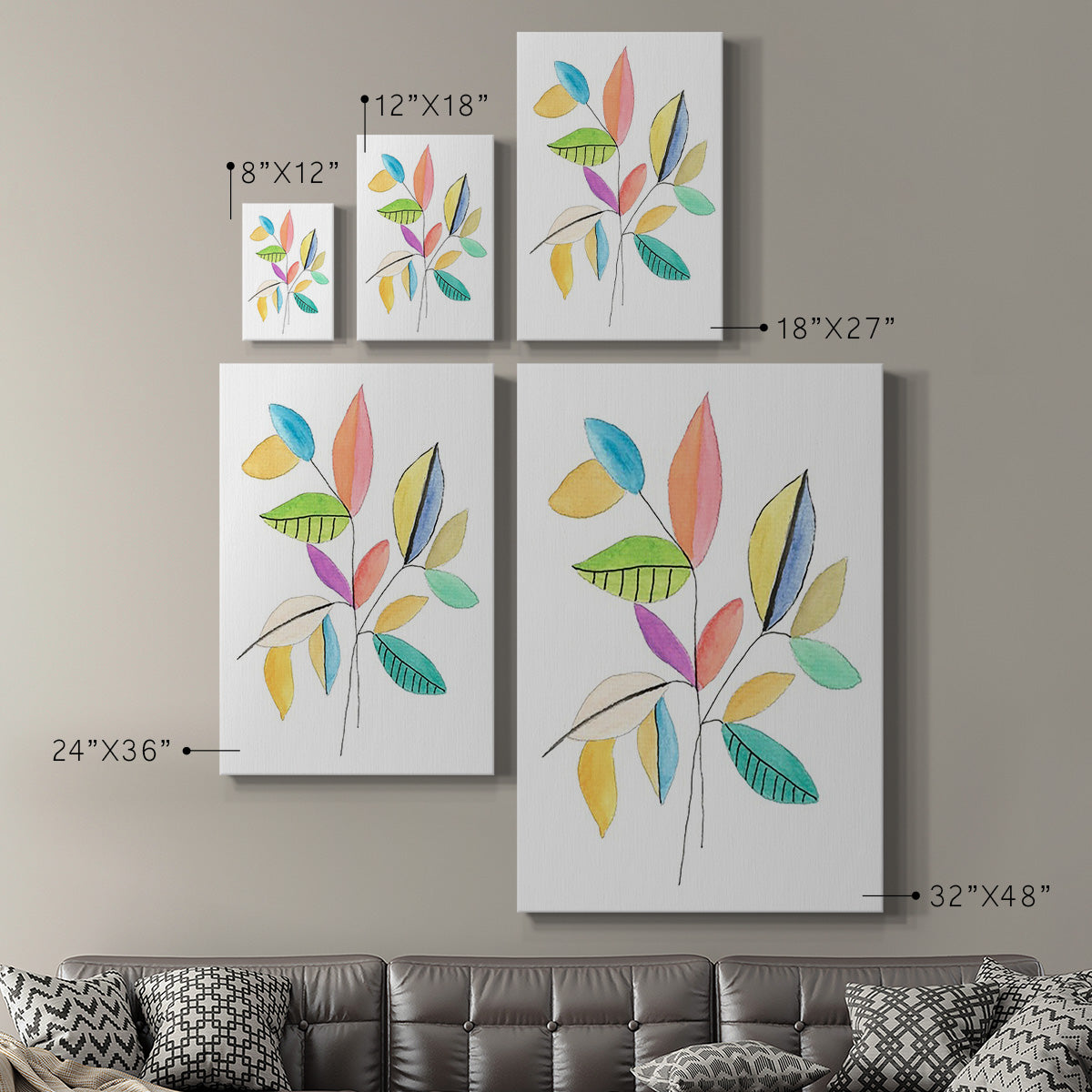 Color Pop Leaves I - Canvas Art Print