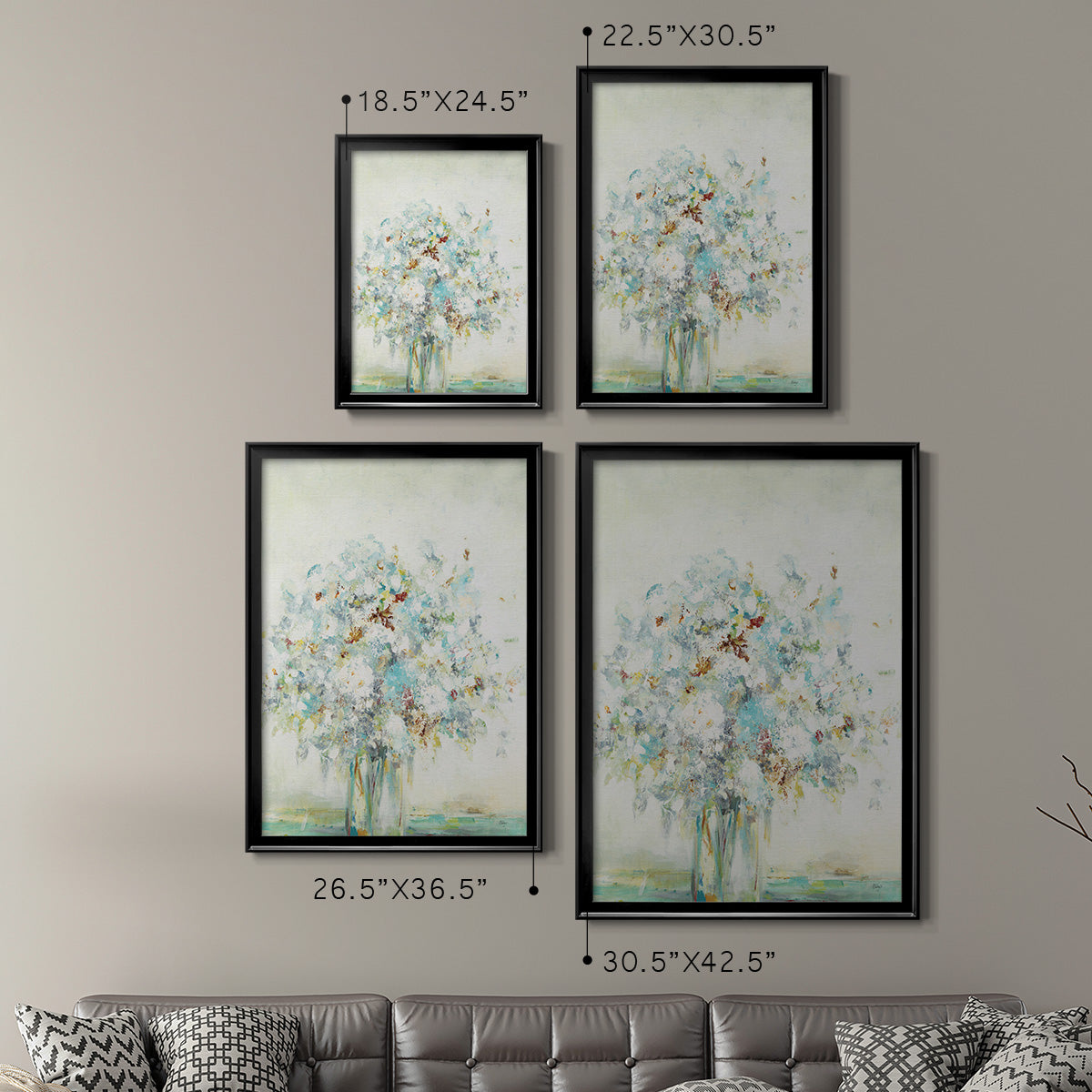 Textured Bouquet - Modern Framed Canvas Print