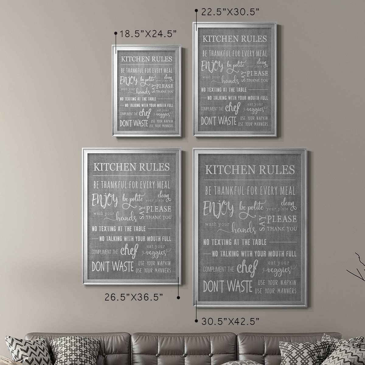 Neutral Kitchen Rules - Modern Framed Canvas Print