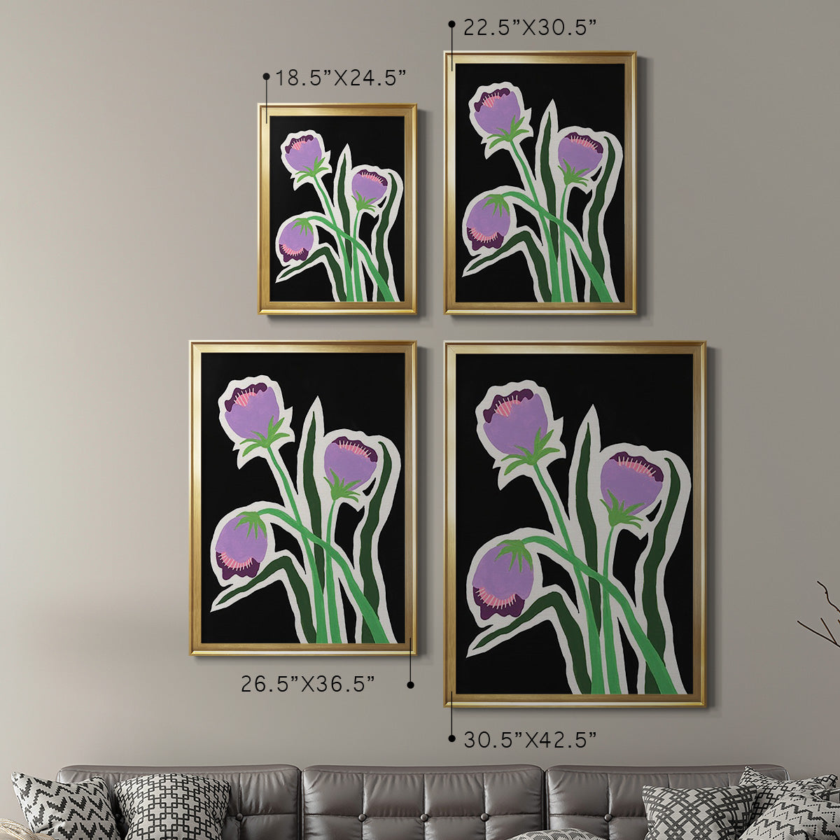 Pop Flowers II - Modern Framed Canvas Print