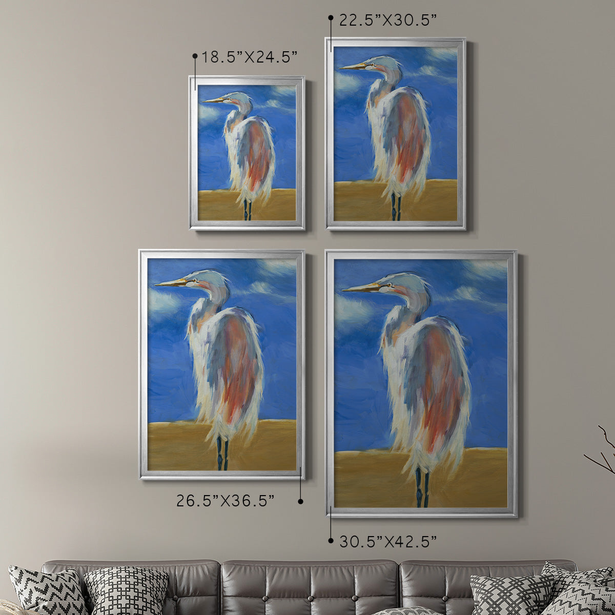 Blue Heron - Modern Framed Canvas Print