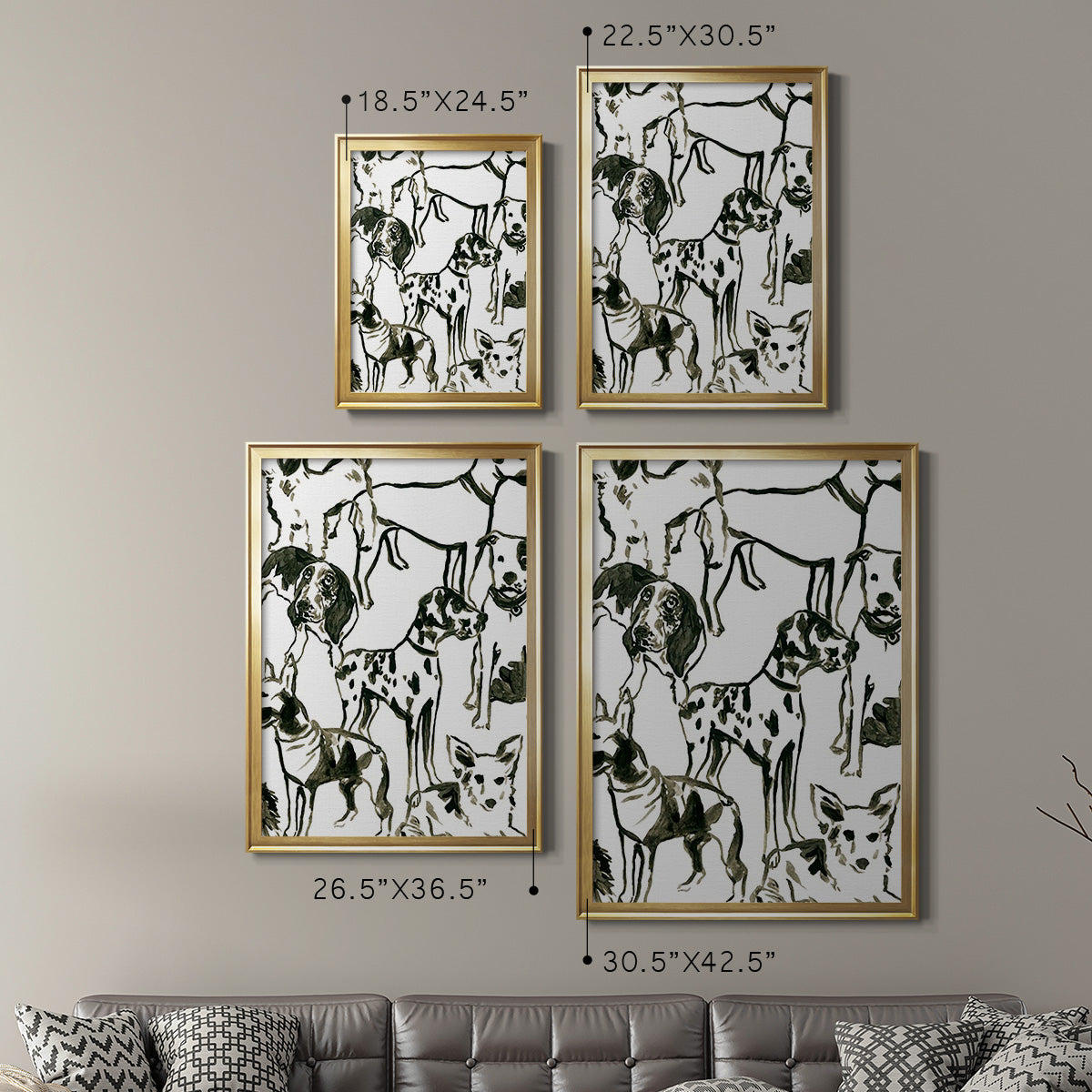 Canine Collage II - Modern Framed Canvas Print