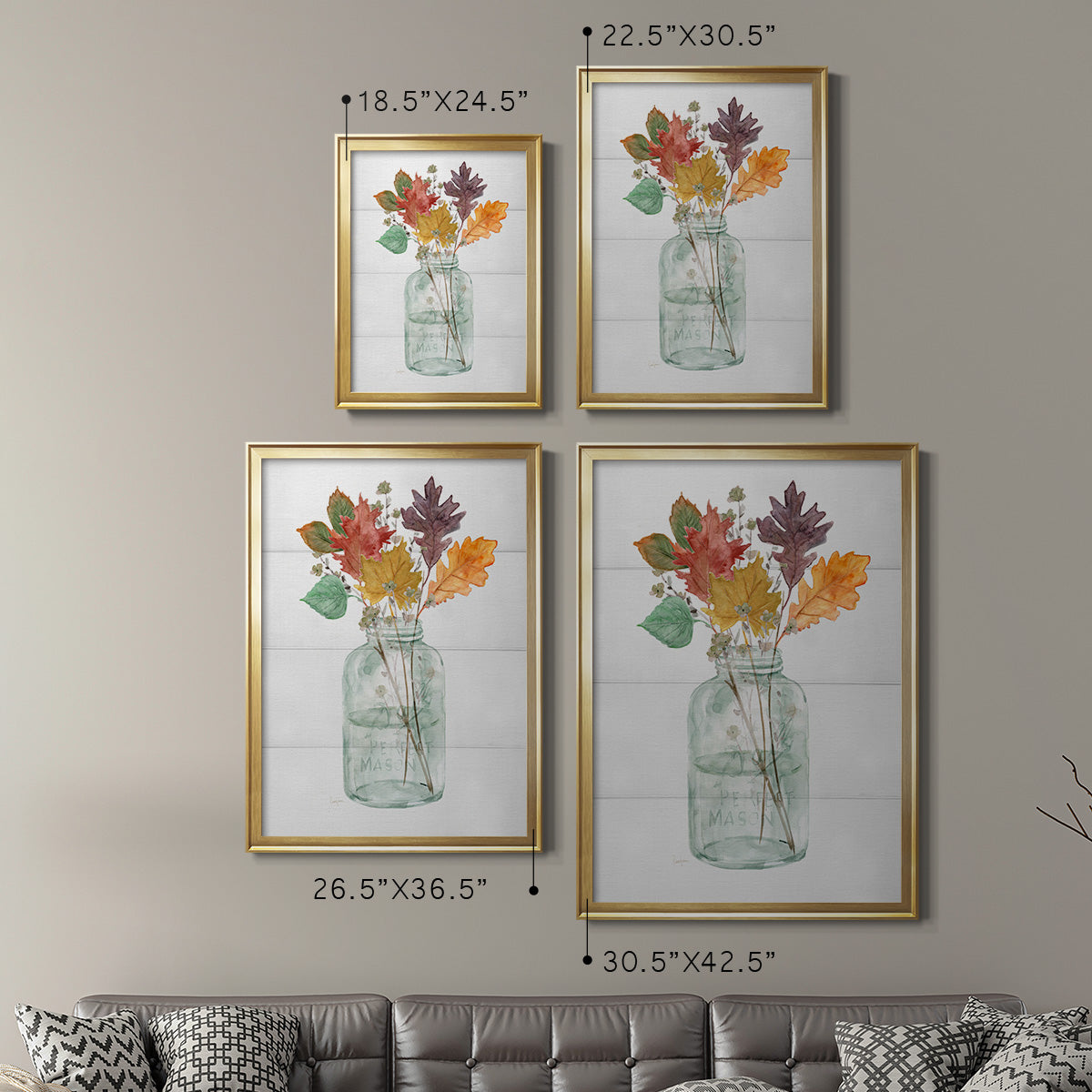 Harvest Home Leaves II - Modern Framed Canvas Print