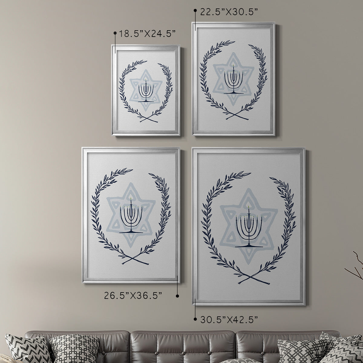 Happy Hanukkah I - Modern Framed Canvas Print