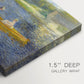 Canvas art print of two figures seated in a small boat drifting across calm water, highlighting texture and gallery-wrapped edges