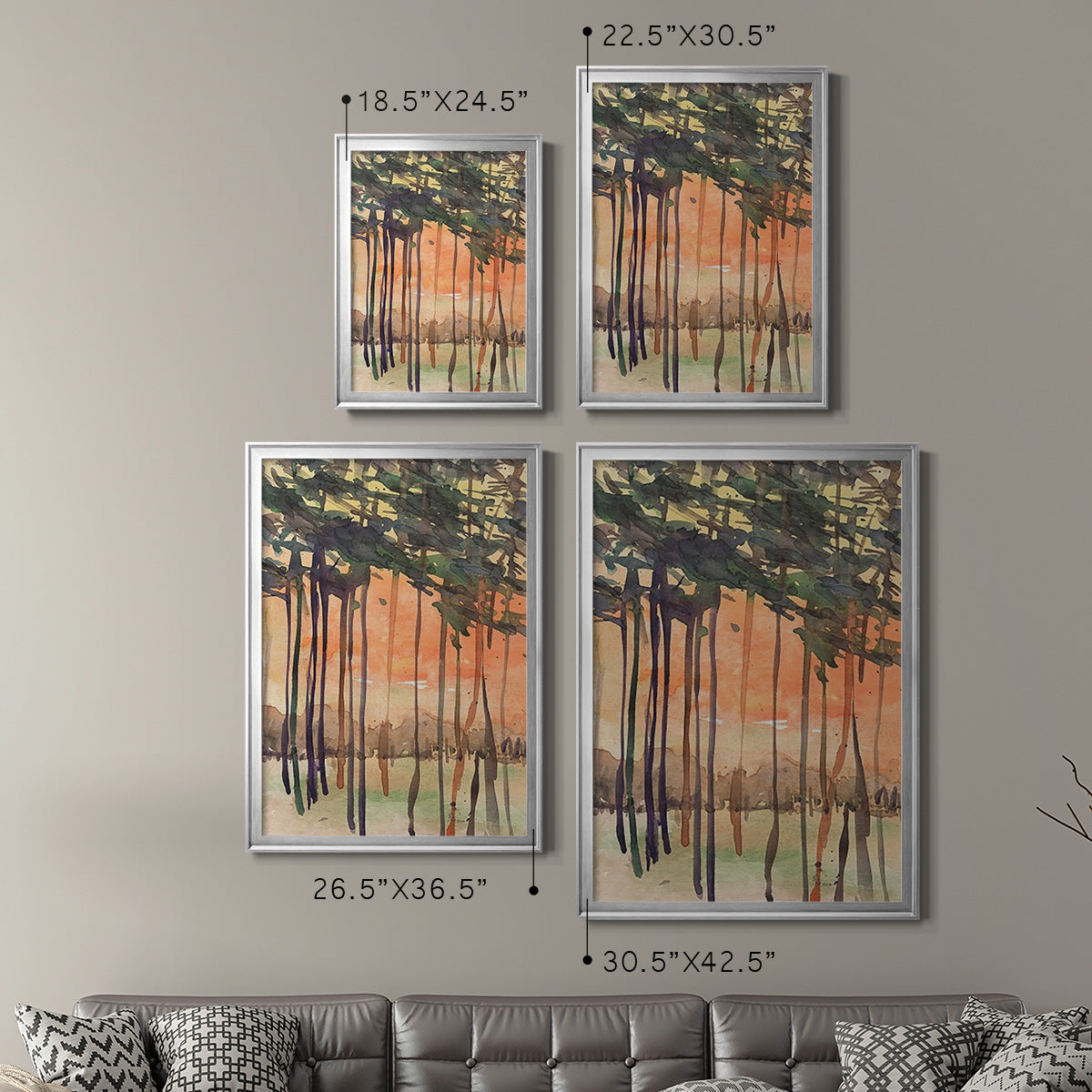 Between the Trees II - Modern Framed Canvas Print