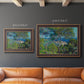 Impressionist Mediterranean coastal landscape by Claude Monet in an ornate bronzed mahogany wood frame shown in multiple size options.