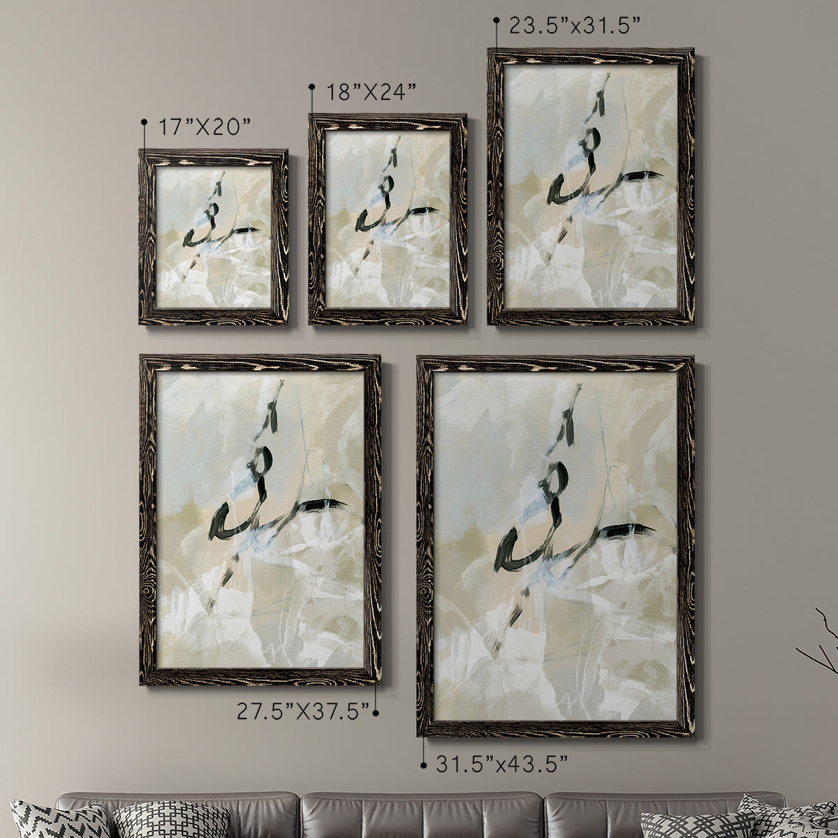 Scribble Veil I - Premium Framed Canvas 2 Piece Set - Ready to Hang