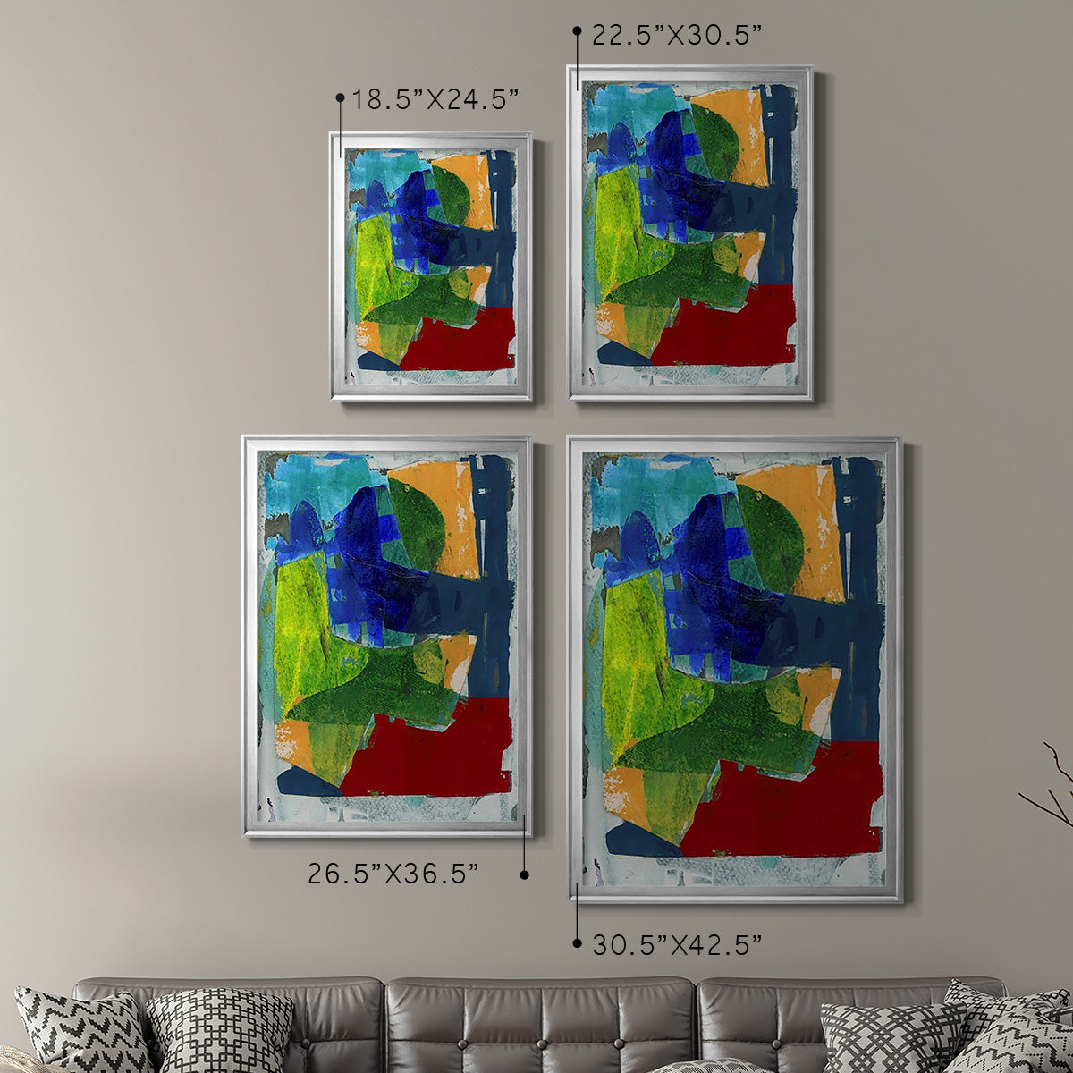 Brights Strokes II - Modern Framed Canvas Print