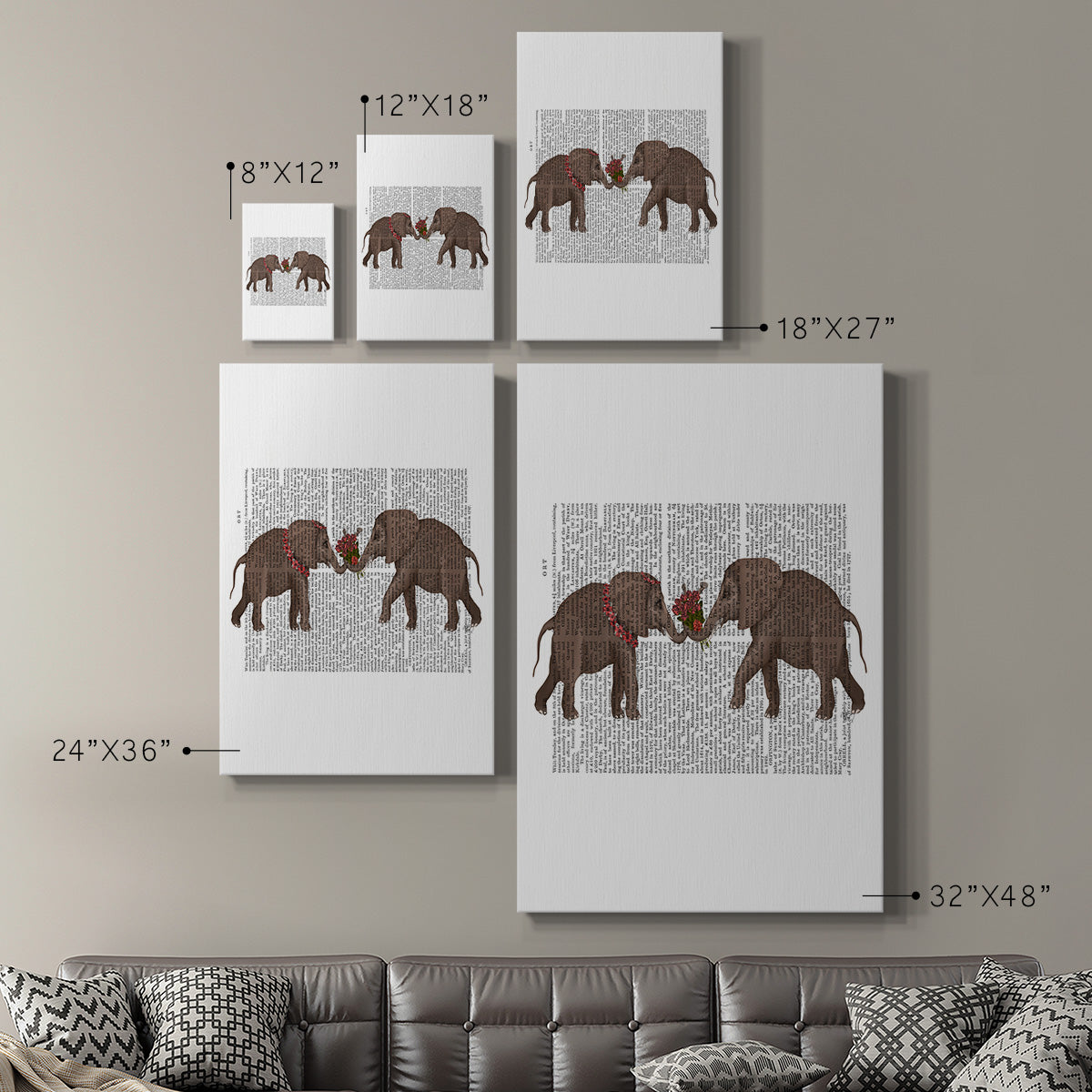 Elephant Bouquet, Landscape Premium Gallery Wrapped Canvas - Ready to Hang