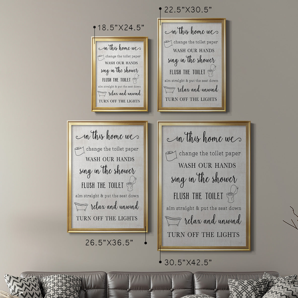 In This Bathroom - Modern Framed Canvas Print