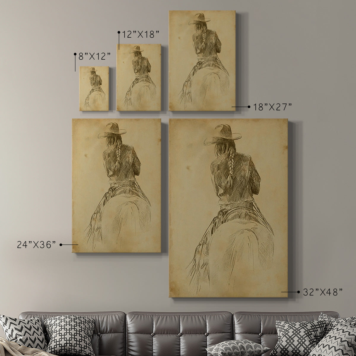 Cowgirl on Horseback I Premium Gallery Wrapped Canvas - Ready to Hang