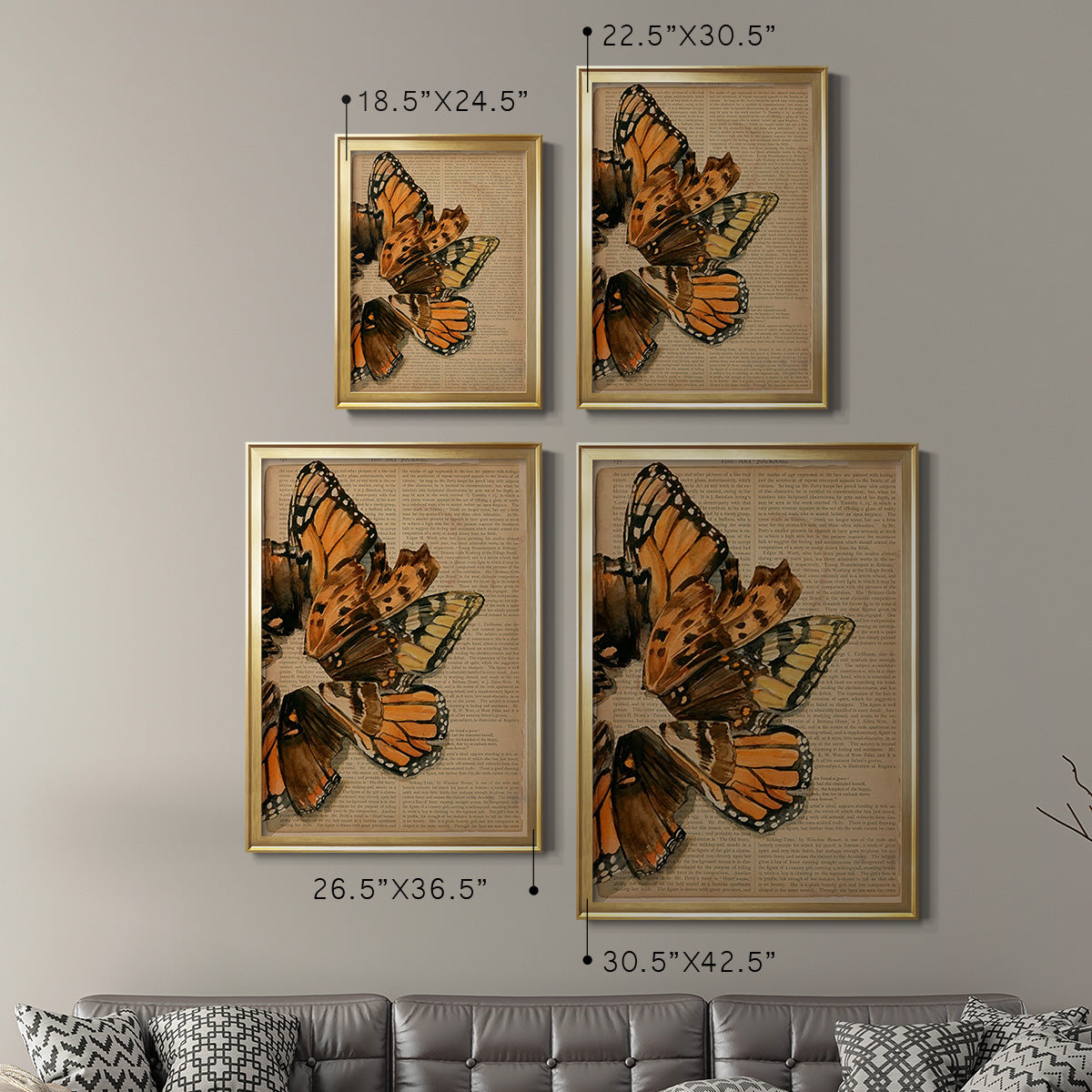 Winged Wreath I - Modern Framed Canvas Print