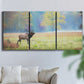 Three-panel canvas wall art featuring resting animals in open field, displayed in a living room above a sofa.