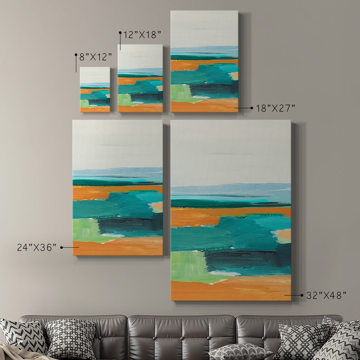 Aqua and Orange I Premium Gallery Wrapped Canvas - Ready to Hang