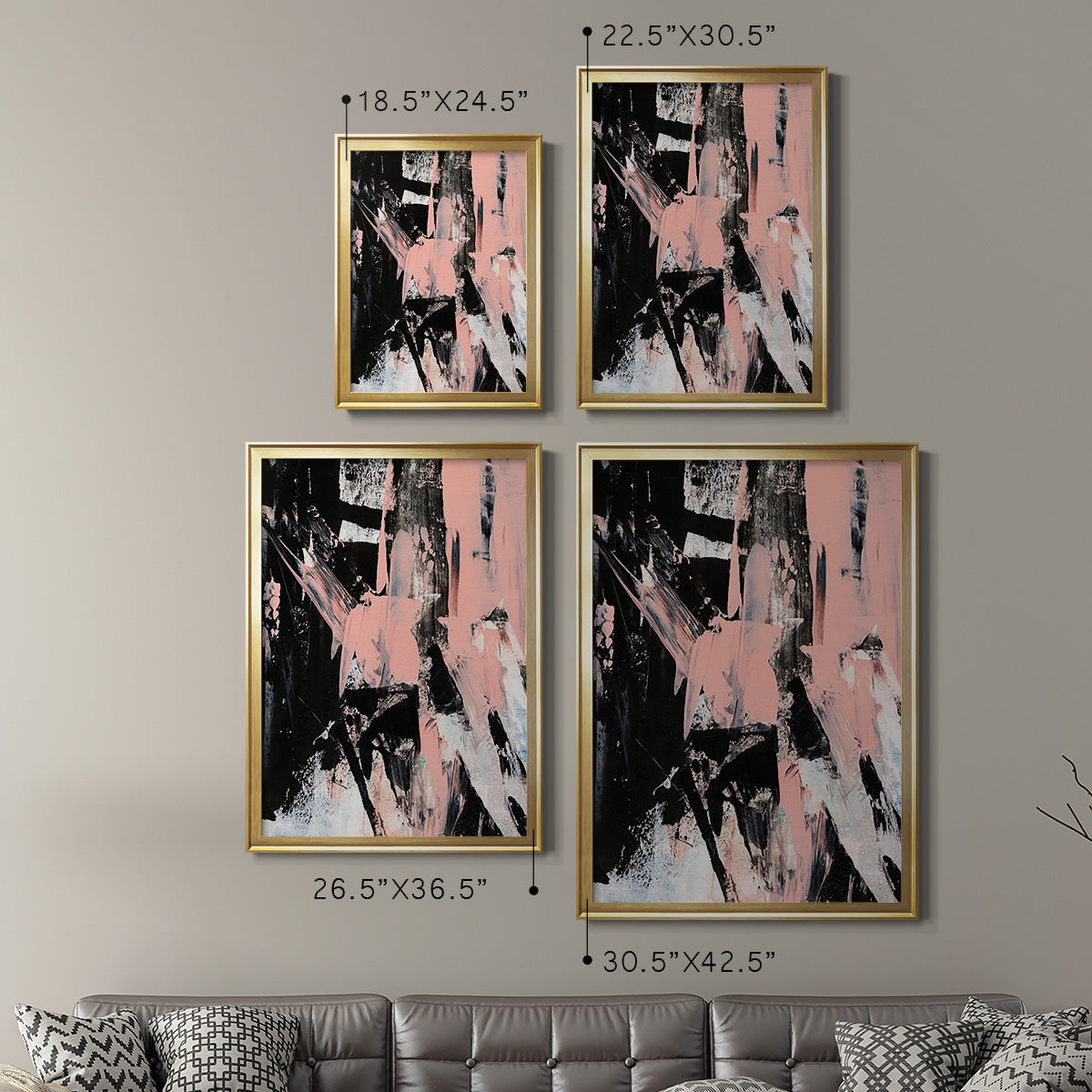 Black & Blush II - Modern Framed Canvas Print