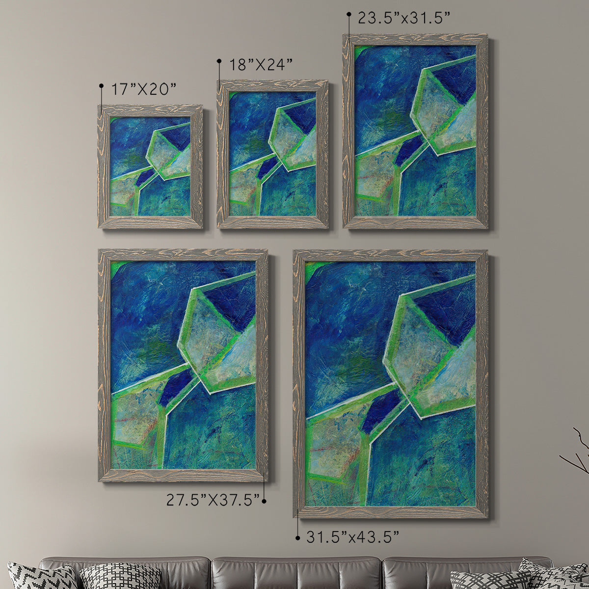 Geometric in Cool III - Premium Framed Canvas 2 Piece Set - Ready to Hang