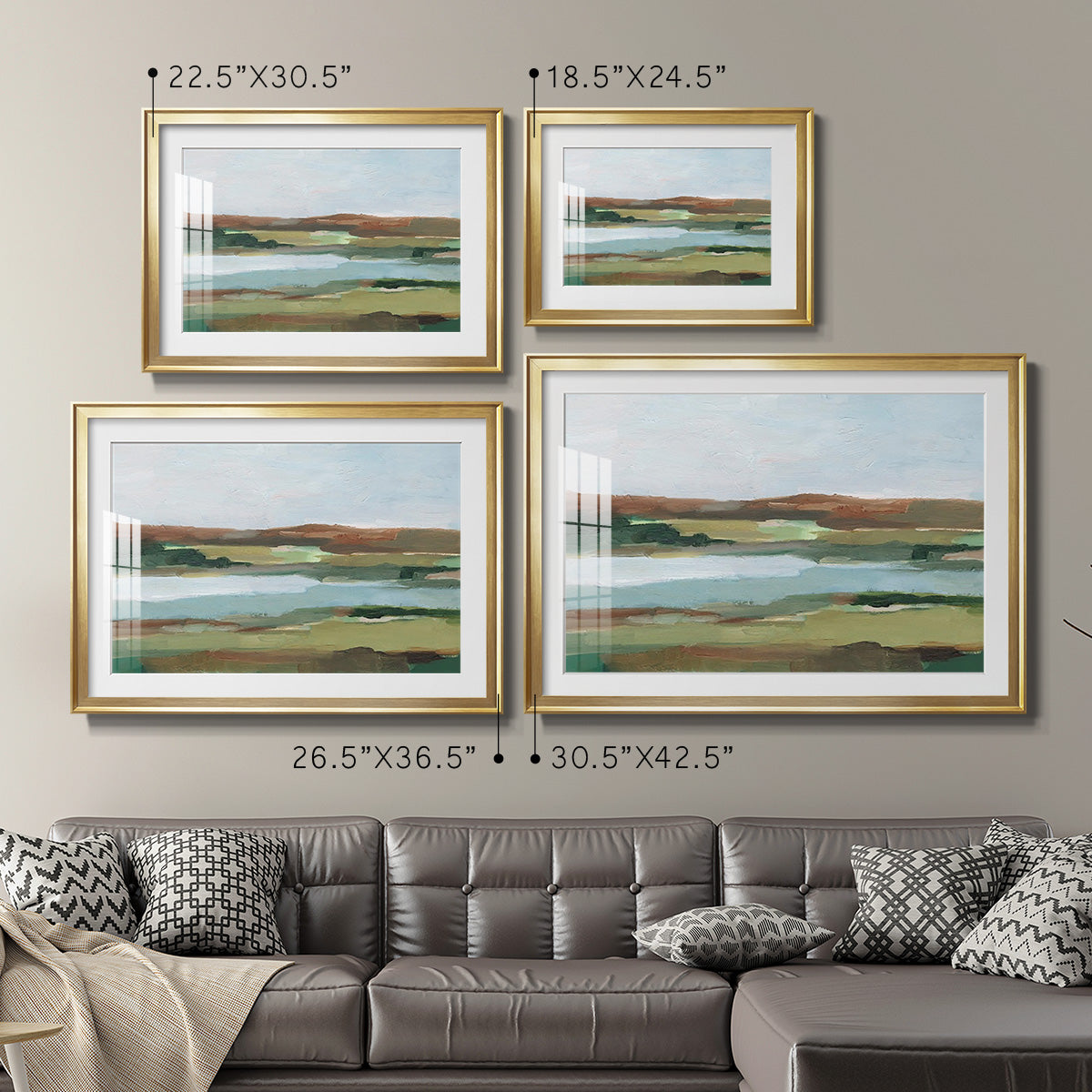 Autumn River Crossing II - Modern Framed Art Print