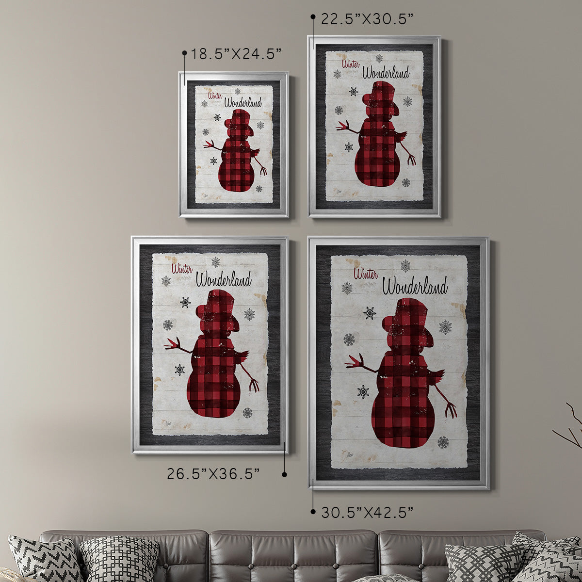 Checkered Snowman II - Modern Framed Canvas Print