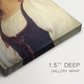 Close-up of a gallery-wrapped canvas corner showing a delicate portrait with soft natural light, highlighting texture and print detail.