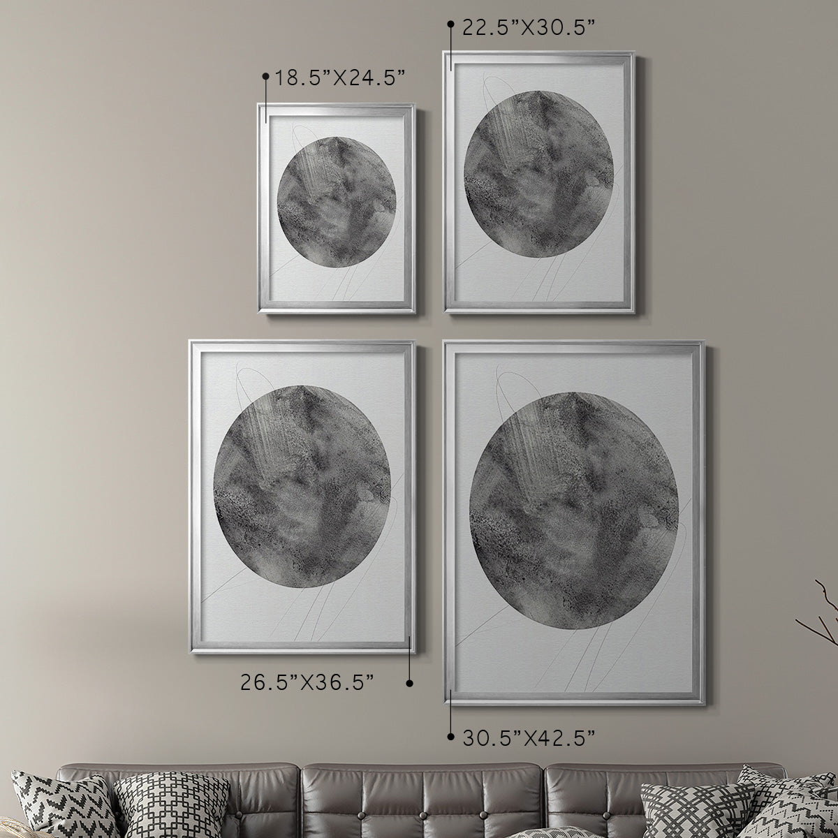 Graphite Moon II - Modern Framed Canvas Print
