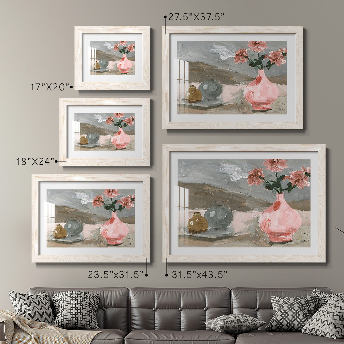 Vase of Pink Flowers VI - Barnwood Framed Art Print