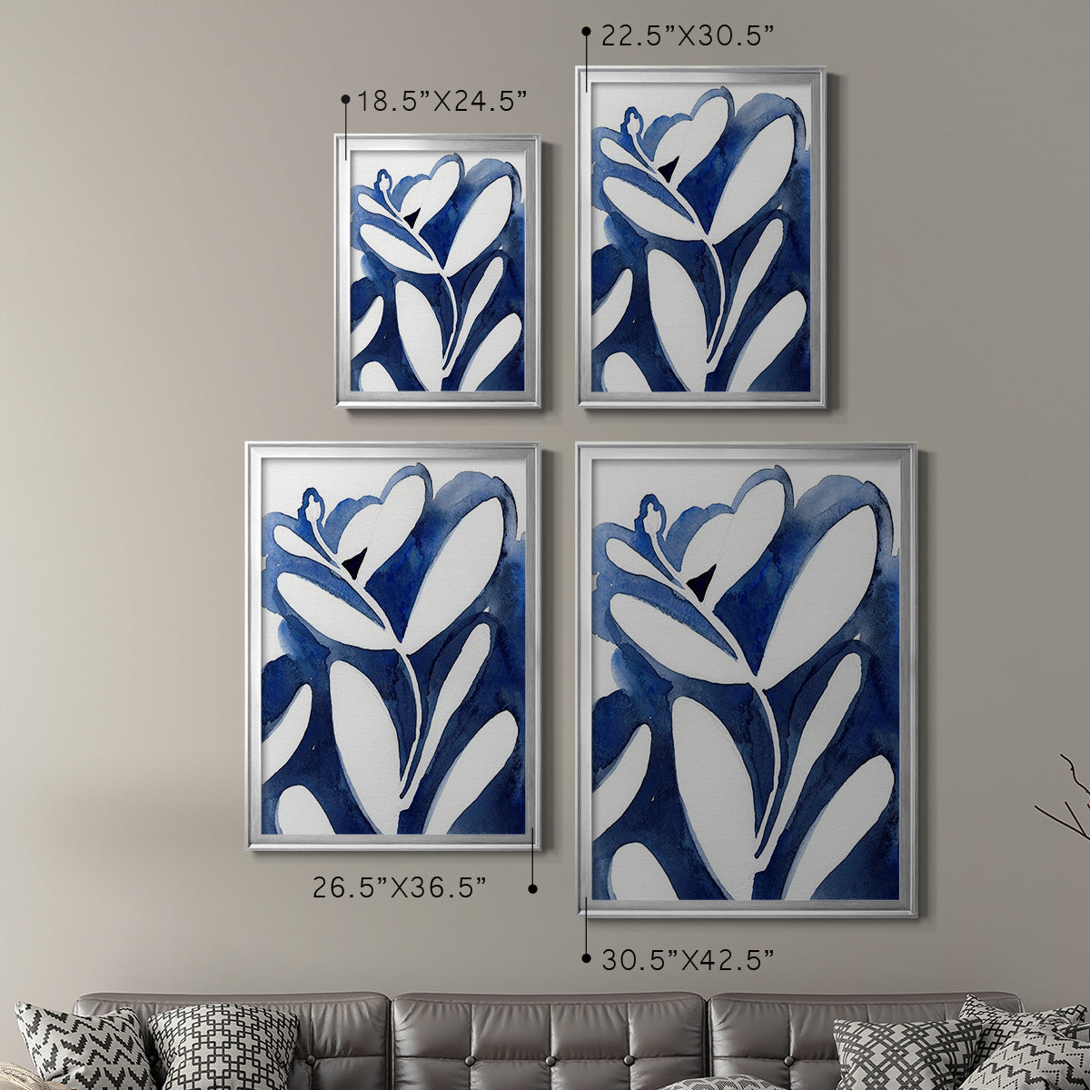 Blue Eucalyptus I - Modern Framed Canvas Print