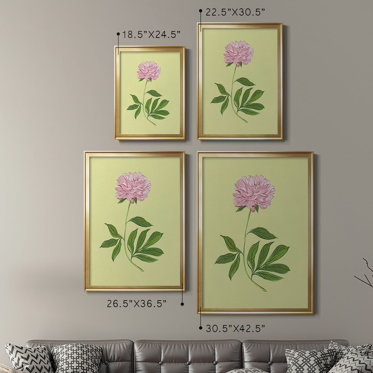 Peonies in Yellow I - Modern Framed Canvas Print