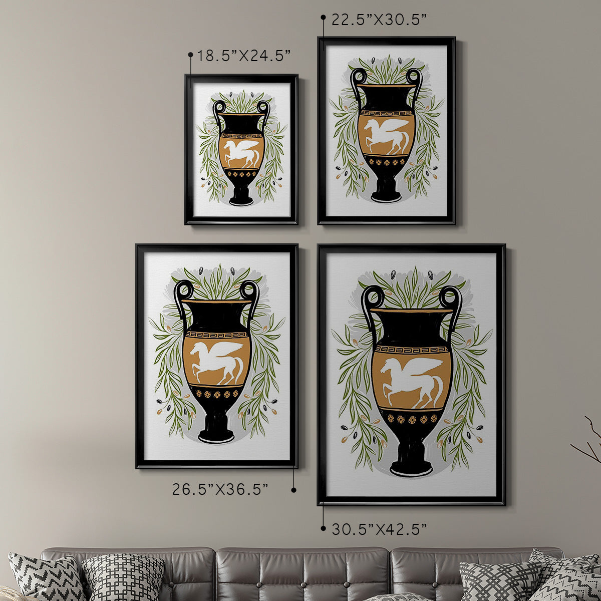 Greek Vases III - Modern Framed Canvas Print