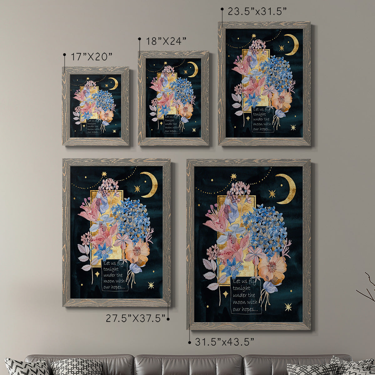 Moonlight Flowers I - Premium Framed Canvas 2 Piece Set - Ready to Hang