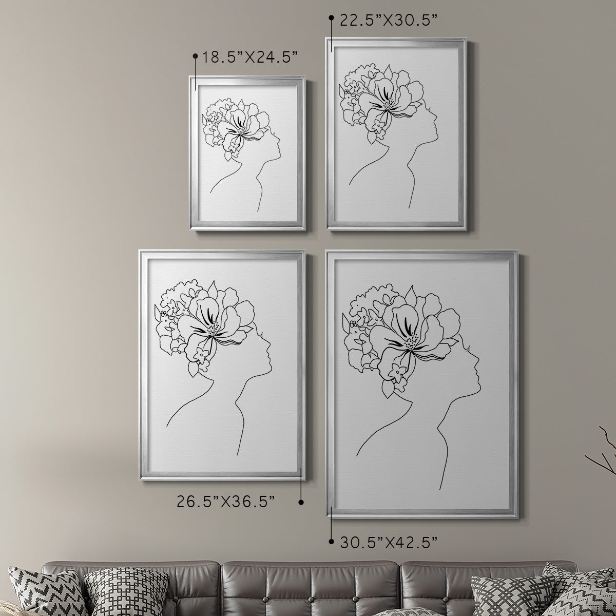Fashion Floral Sketch I - Modern Framed Canvas Print