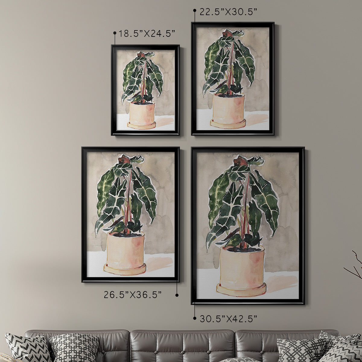 Potted Houseplant I - Modern Framed Canvas Print