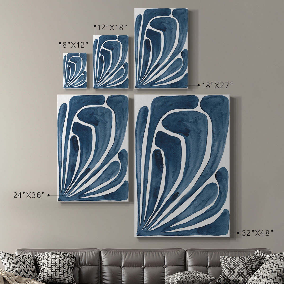 Blue Stylized Leaf II Premium Gallery Wrapped Canvas - Ready to Hang